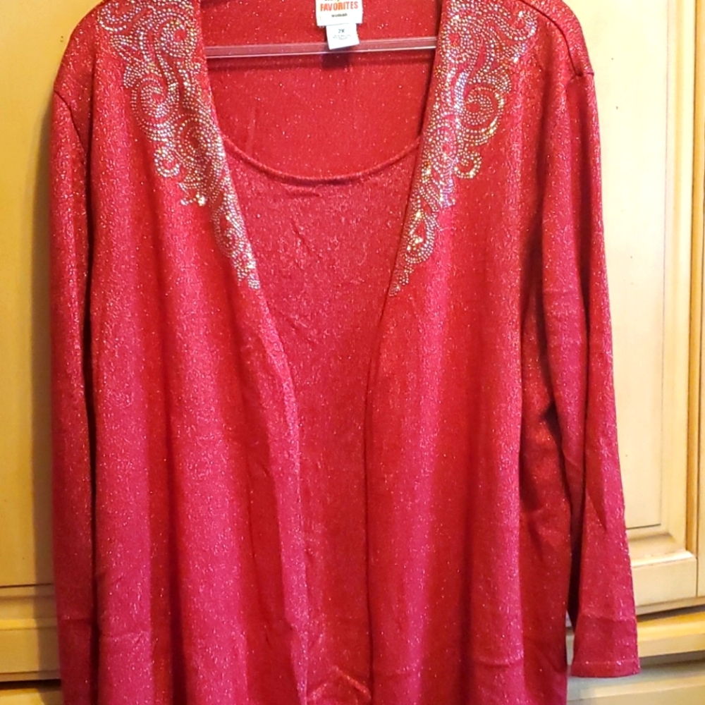 Never worn Red & gold holiday one piece sweater